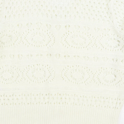 TU Womens White Round Neck Acrylic Pullover Jumper Size 12