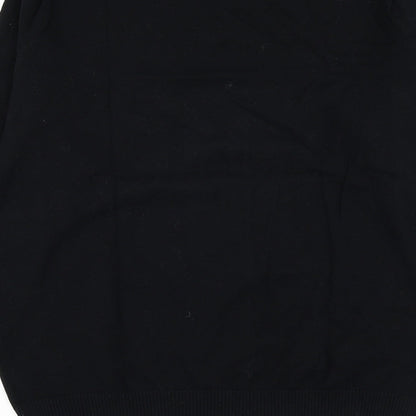 BHS Mens Black V-Neck Cotton Pullover Jumper Size S