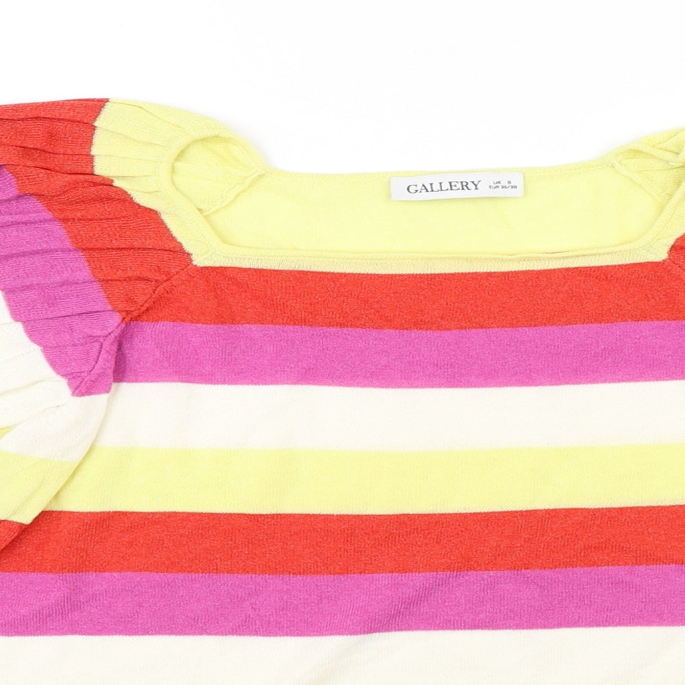 Womens UK Size S Gallery Multicoloured Basic T-Shirt