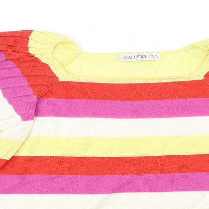 Womens UK Size S Gallery Multicoloured Basic T-Shirt
