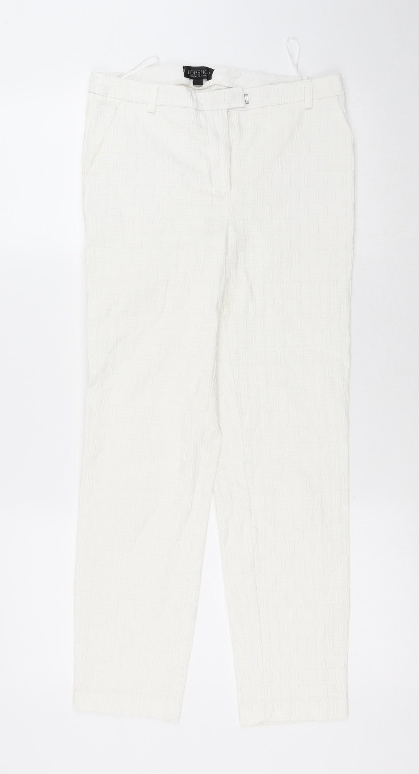 Topshop Womens White Polyester Trousers Size 8 L26 in Regular Hook & Eye
