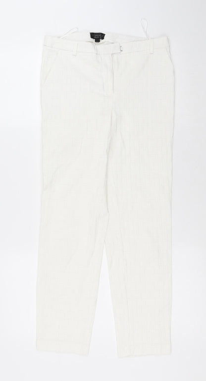 Topshop Womens White Polyester Trousers Size 8 L26 in Regular Hook & Eye