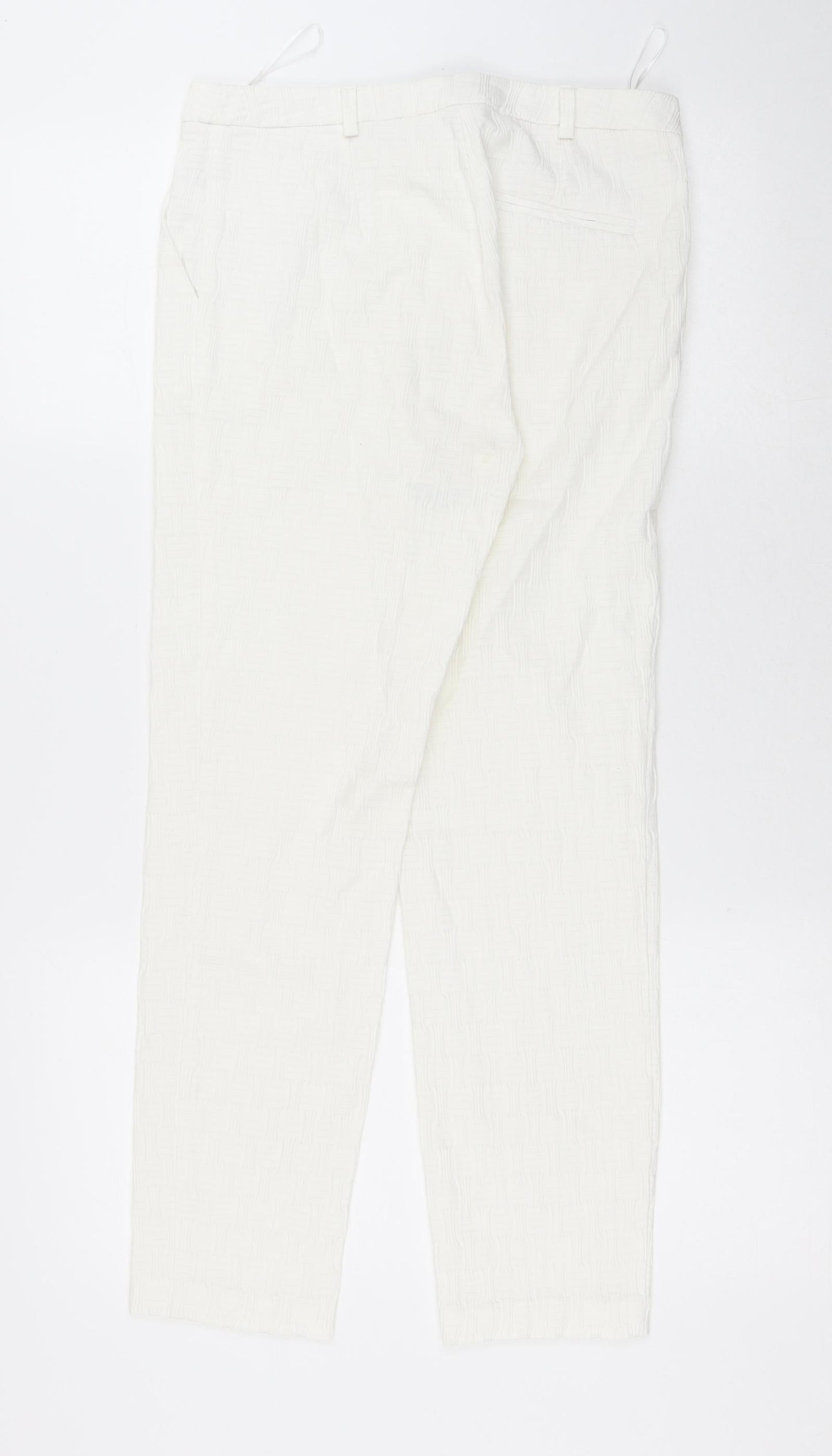 Topshop Womens White Polyester Trousers Size 8 L26 in Regular Hook & Eye