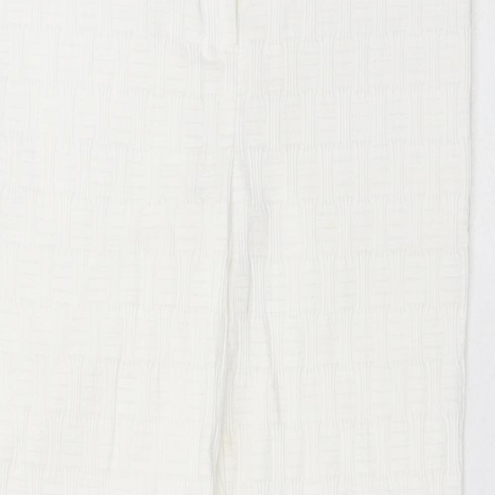 Topshop Womens White Polyester Trousers Size 8 L26 in Regular Hook & Eye
