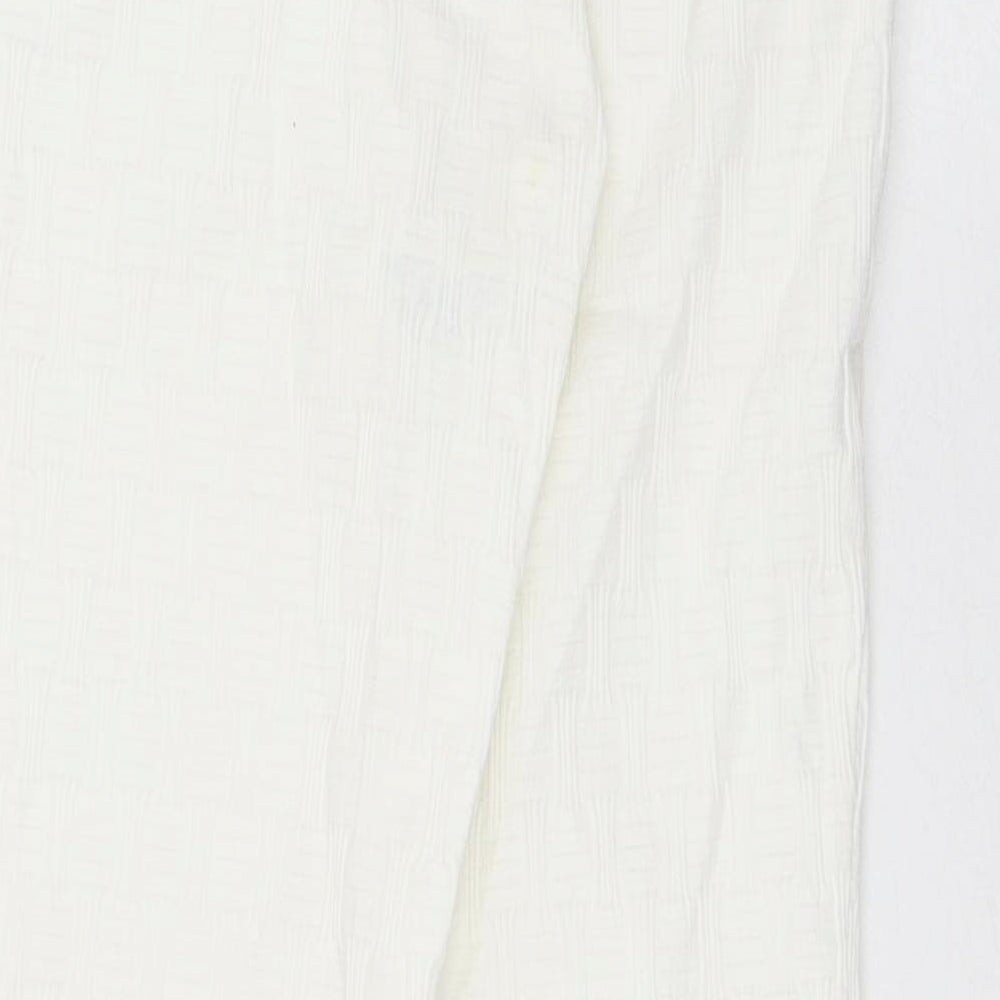 Topshop Womens White Polyester Trousers Size 8 L26 in Regular Hook & Eye