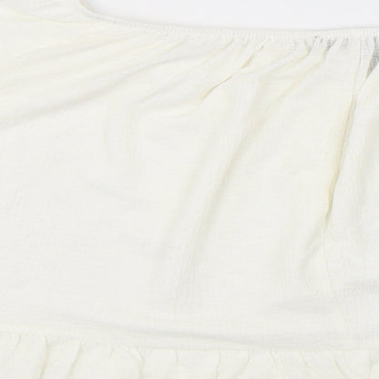 Atmosphere Womens White Polyester Cropped Blouse Size 8 Round Neck