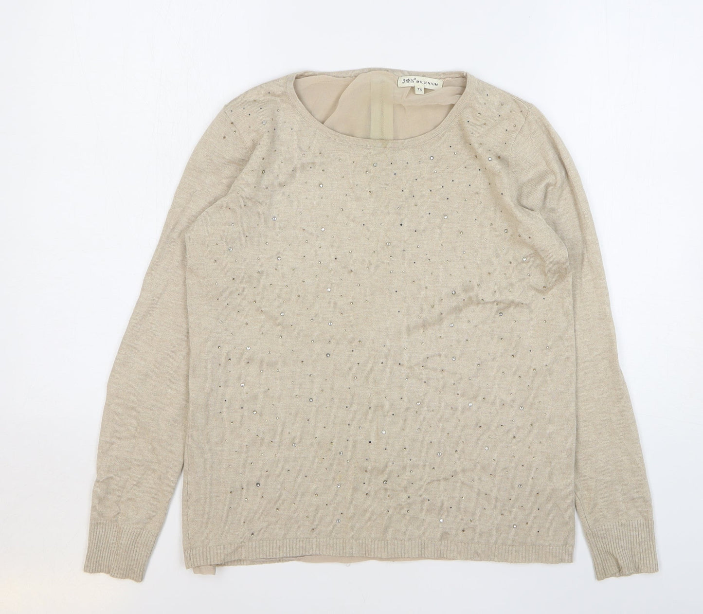 Womens UK Size One Size Millenium Beige Pullover Jumper
