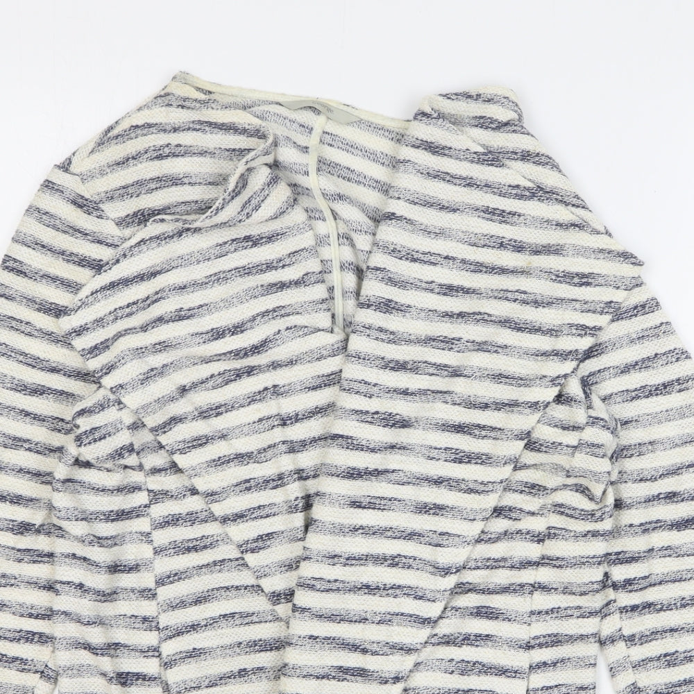 George Womens Beige V-Neck Striped Cotton Cardigan Jumper Size 12