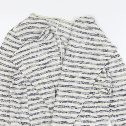 George Womens Beige V-Neck Striped Cotton Cardigan Jumper Size 12