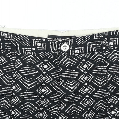 Primark Womens Black Geometric Polyester Hot Pants Shorts Size 10 L4 in Regular Zip