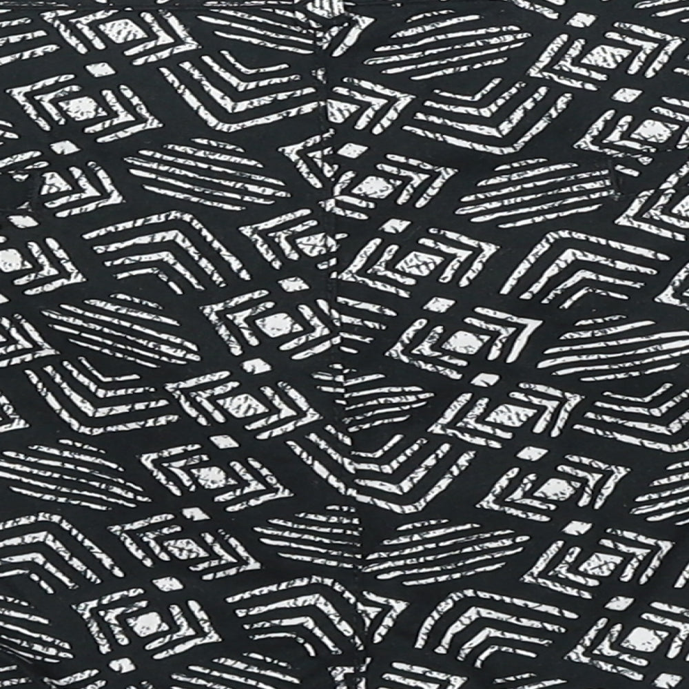 Primark Womens Black Geometric Polyester Hot Pants Shorts Size 10 L4 in Regular Zip