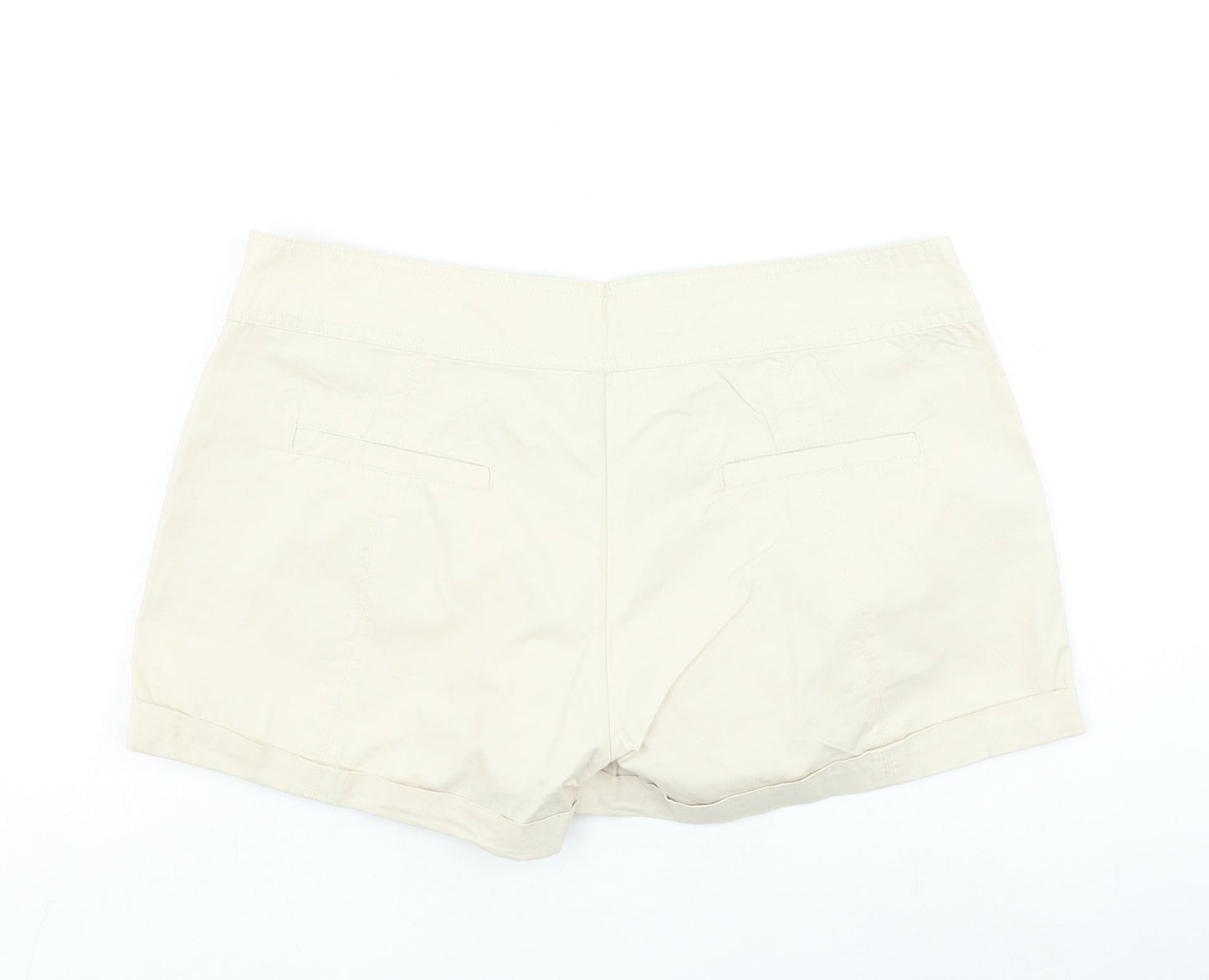Denim & Co. Womens Beige Cotton Hot Pants Shorts Size 12 L5 in Regular Zip