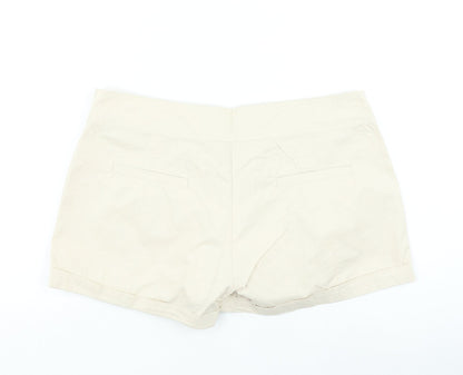 Denim & Co. Womens Beige Cotton Hot Pants Shorts Size 12 L5 in Regular Zip