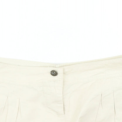 Denim & Co. Womens Beige Cotton Hot Pants Shorts Size 12 L5 in Regular Zip
