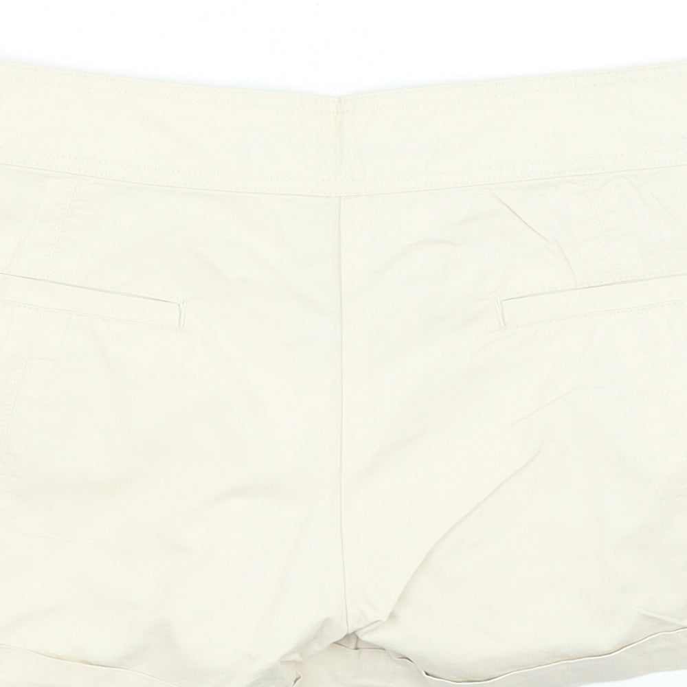 Denim & Co. Womens Beige Cotton Hot Pants Shorts Size 12 L5 in Regular Zip