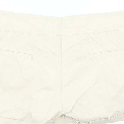 Denim & Co. Womens Beige Cotton Hot Pants Shorts Size 12 L5 in Regular Zip