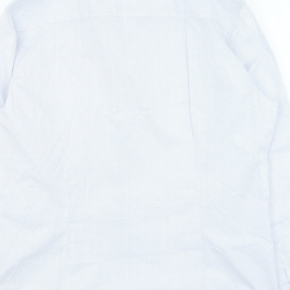 Taylor & Wright Mens White Geometric Polyester Button-Up Size 16 Collared Button