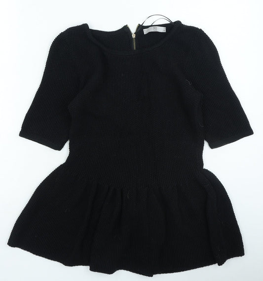 TU Womens Black Round Neck Acrylic Pullover Jumper Size 12
