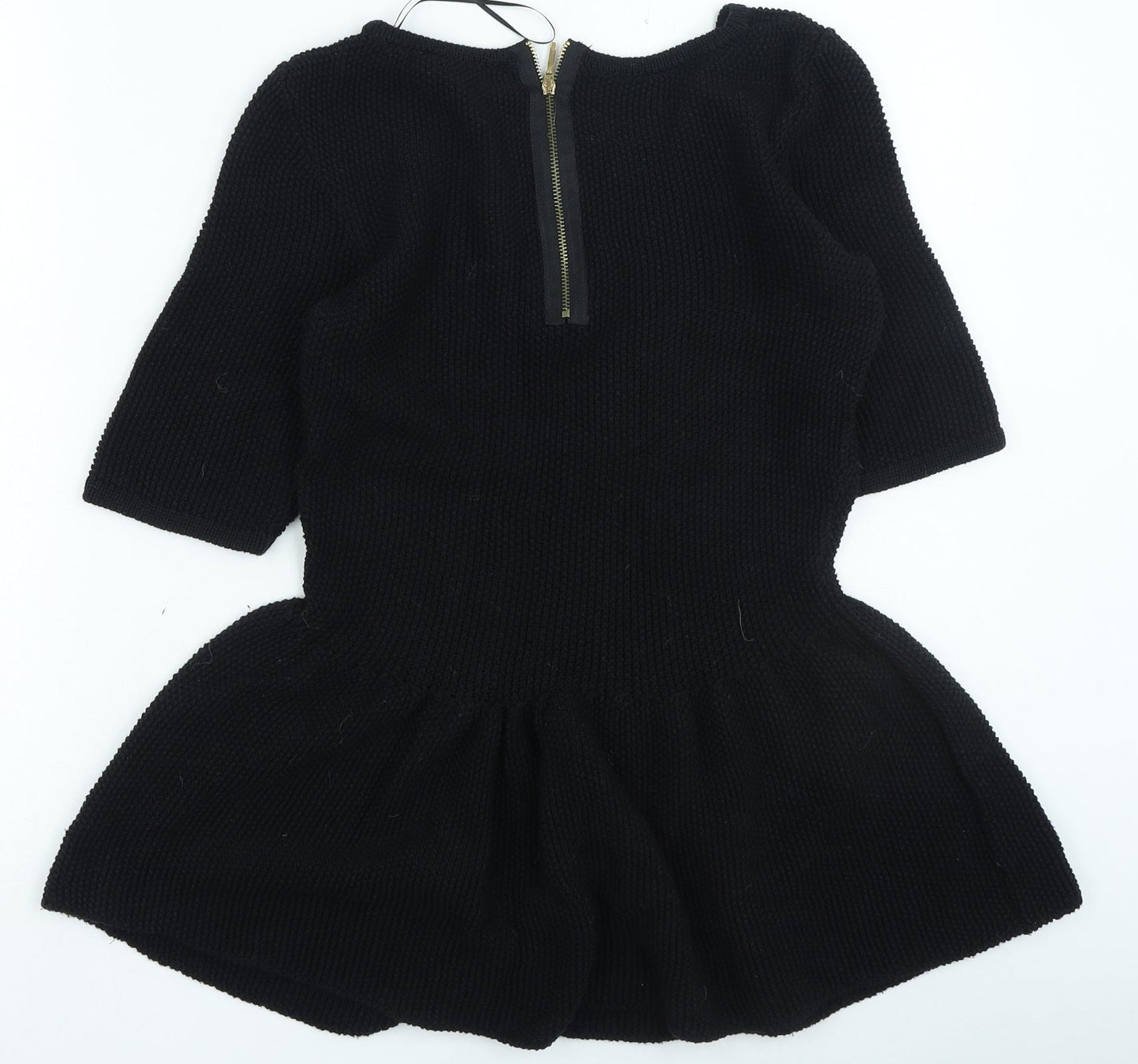 TU Womens Black Round Neck Acrylic Pullover Jumper Size 12