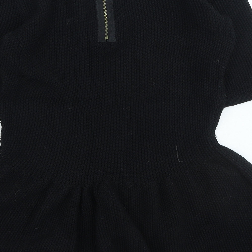 TU Womens Black Round Neck Acrylic Pullover Jumper Size 12
