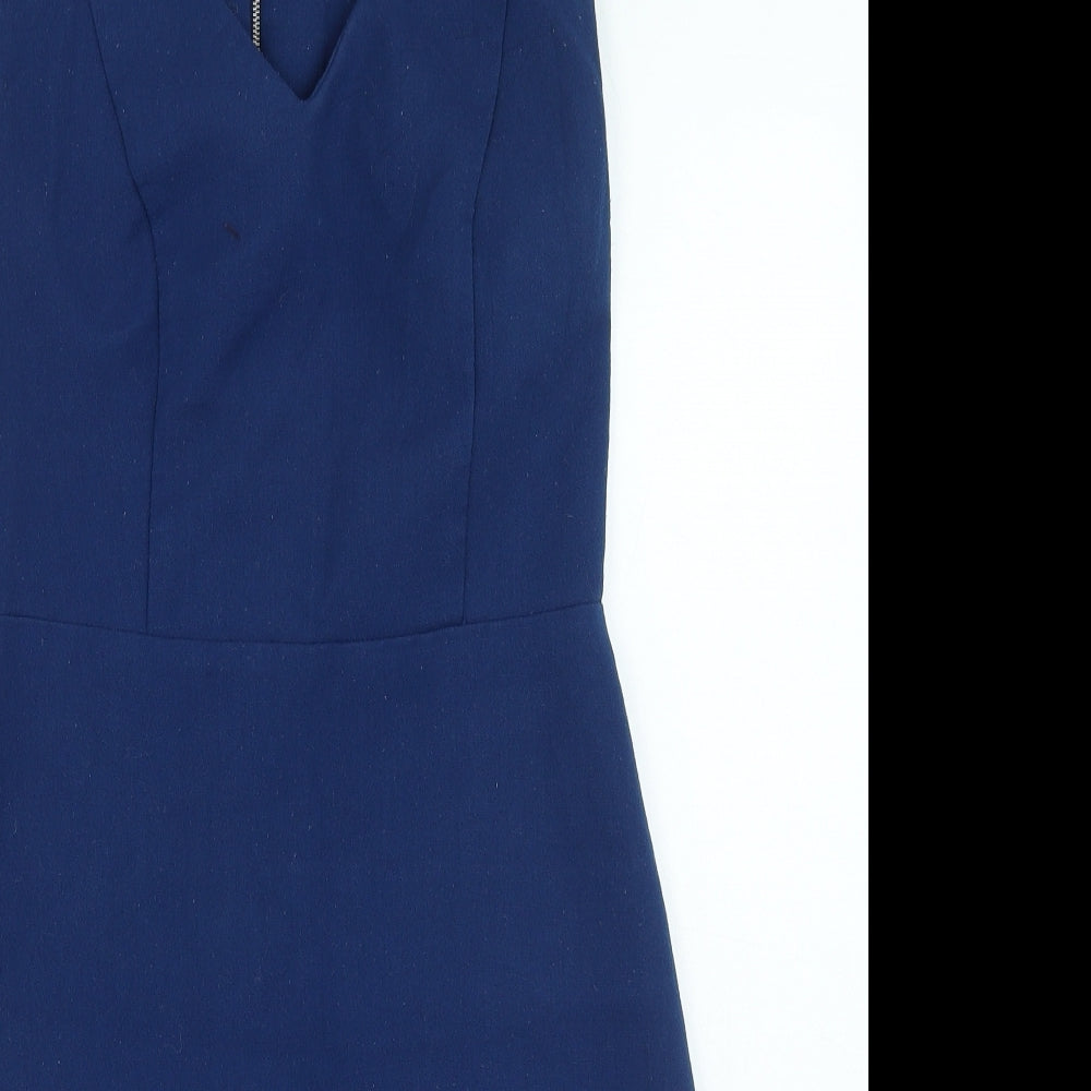 TU Womens Blue Polyester A-Line Size 10 Round Neck Zip