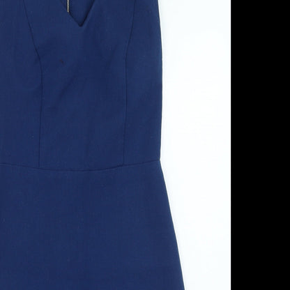 TU Womens Blue Polyester A-Line Size 10 Round Neck Zip