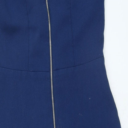 TU Womens Blue Polyester A-Line Size 10 Round Neck Zip