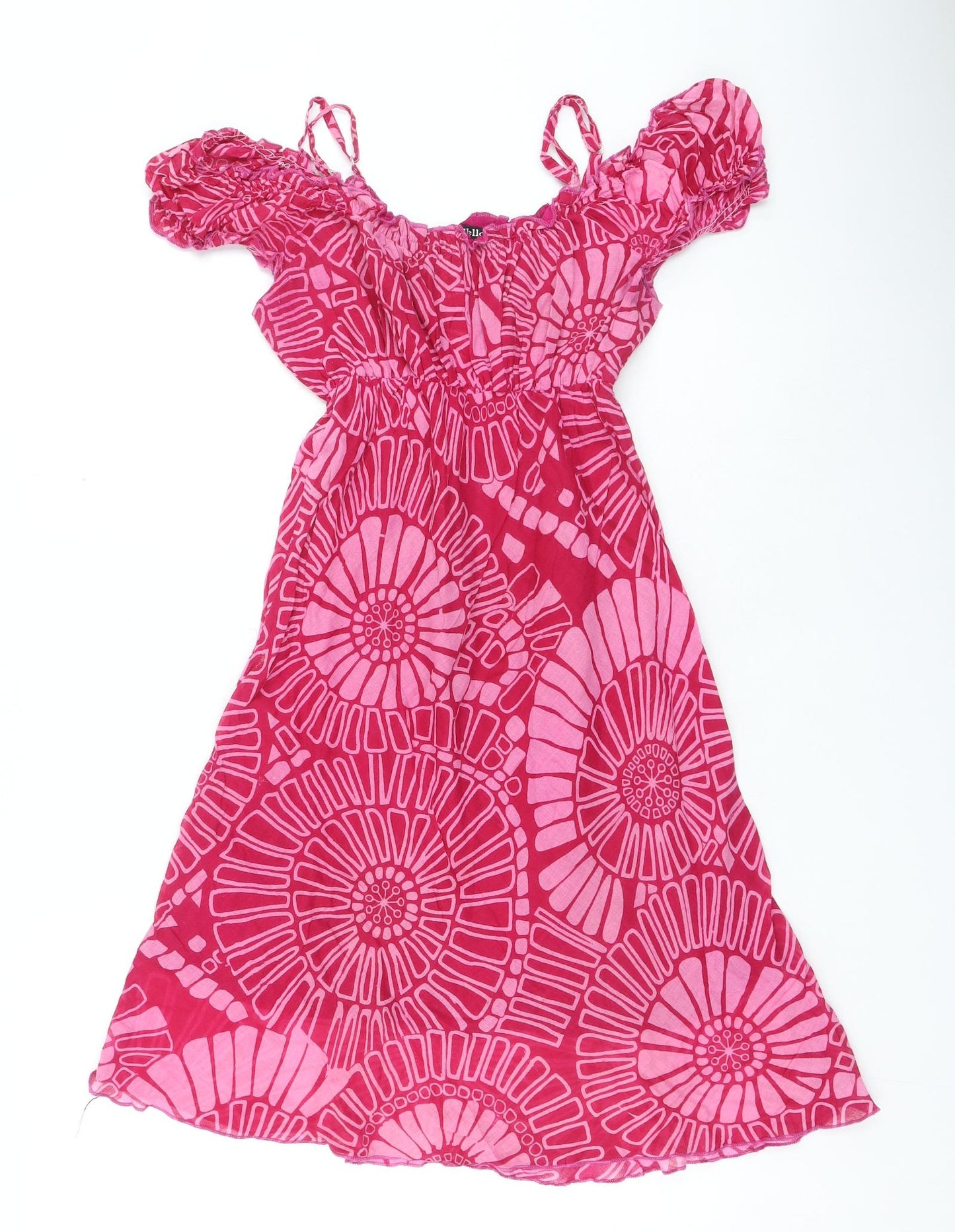 Chello Clothing Womens Pink Floral Cotton Fit & Flare Size S Square Neck Pullover