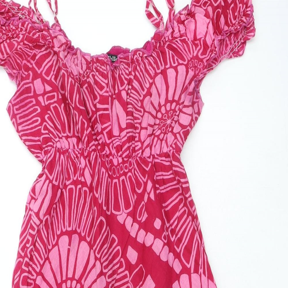 Chello Clothing Womens Pink Floral Cotton Fit & Flare Size S Square Neck Pullover