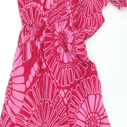 Chello Clothing Womens Pink Floral Cotton Fit & Flare Size S Square Neck Pullover