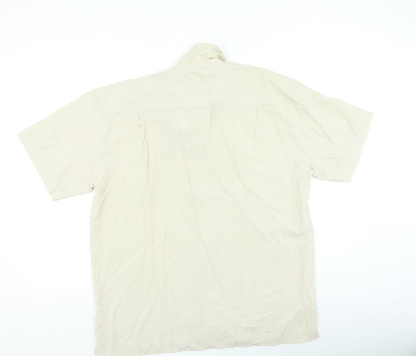 Mens UK Size L Cedar Wood State Beige  Button-Up Short Sleeve Casual Shirt