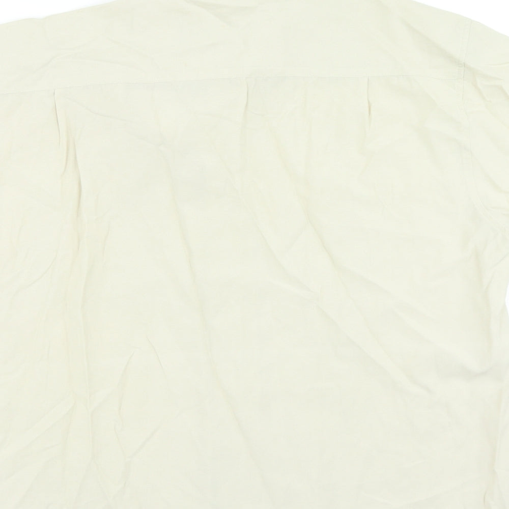 Mens UK Size L Cedar Wood State Beige  Button-Up Short Sleeve Casual Shirt