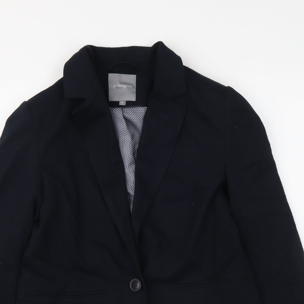 Principles Womens Blue Polyester Jacket Suit Jacket Size 10