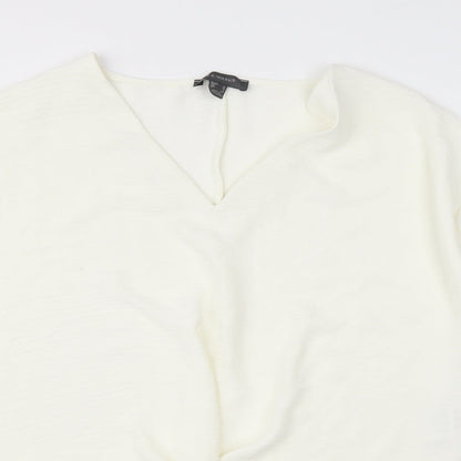 Primark Womens White Polyester Basic Blouse Size 12 V-Neck - Knot Front