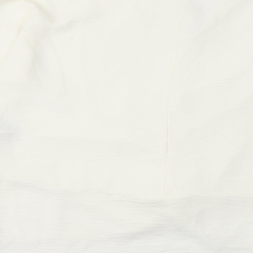 Primark Womens White Polyester Basic Blouse Size 12 V-Neck - Knot Front