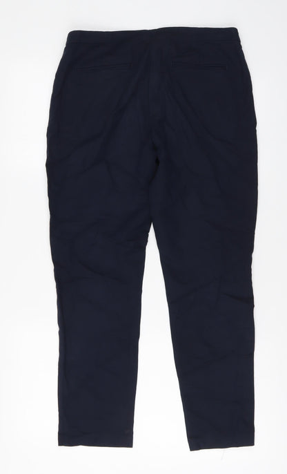 F&F Womens Blue Cotton Carrot Trousers Size 10 L26 in Regular Button