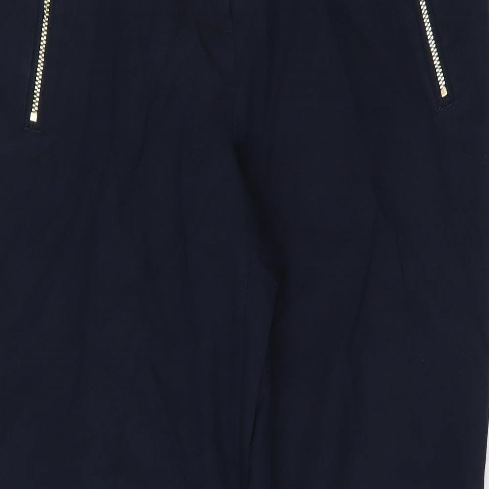F&F Womens Blue Cotton Carrot Trousers Size 10 L26 in Regular Button