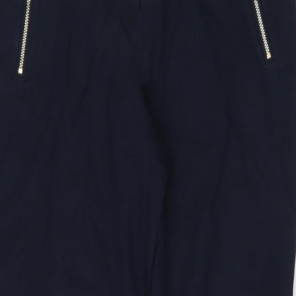 F&F Womens Blue Cotton Carrot Trousers Size 10 L26 in Regular Button