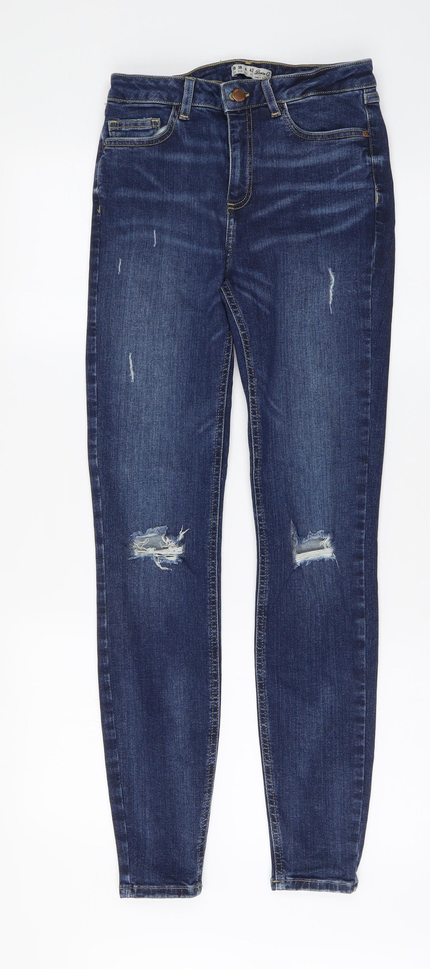 Denim & Co. Womens Blue Cotton Skinny Jeans Size 10 L30 in Regular Button