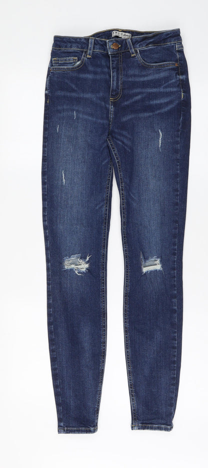 Denim & Co. Womens Blue Cotton Skinny Jeans Size 10 L30 in Regular Button