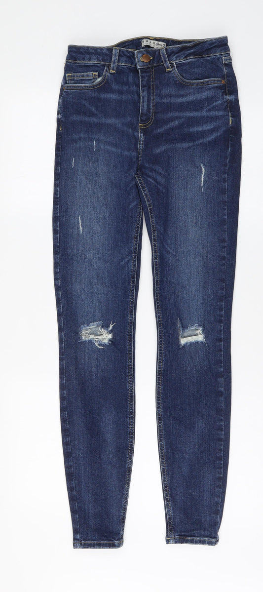 Denim & Co. Womens Blue Cotton Skinny Jeans Size 10 L30 in Regular Button