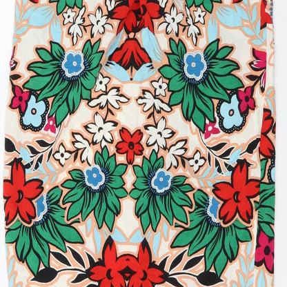 Warehouse Womens Multicoloured Floral Viscose A-Line Skirt Size 8 Button