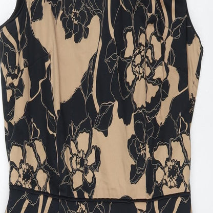 Oasis Womens Black Floral Cotton Sheath Size 10 Round Neck Zip