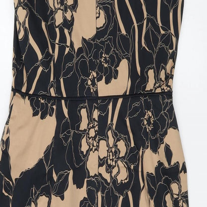 Oasis Womens Black Floral Cotton Sheath Size 10 Round Neck Zip