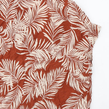 Primark Womens Red Floral Polyester Basic Button-Up Size 12 V-Neck