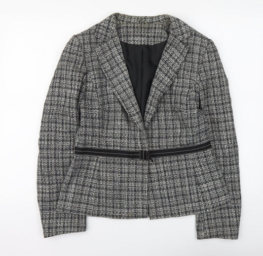 Bay Womens Grey Herringbone Jacket Size 14 Button