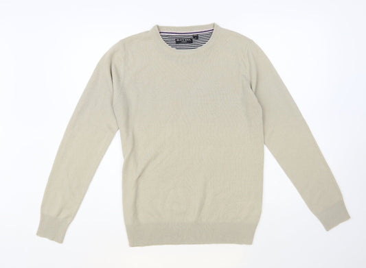 Brave Soul Mens Beige Crew Neck Acrylic Pullover Jumper Size S