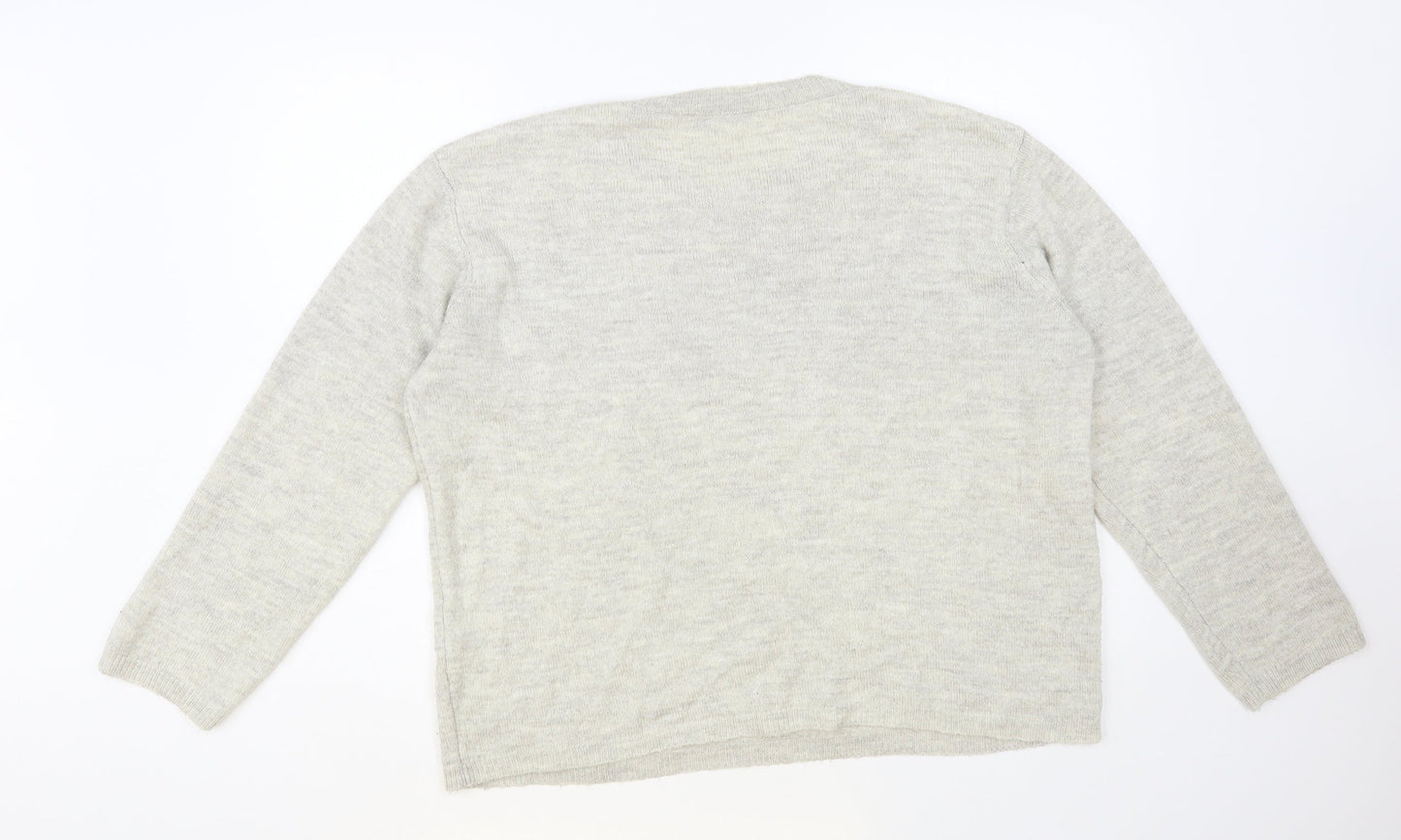 George Womens Beige Crew Neck Acrylic Pullover Jumper Size 16 - Heart