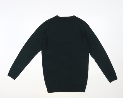 PEP & Co Mens Green Crew Neck Acrylic Pullover Jumper Size S