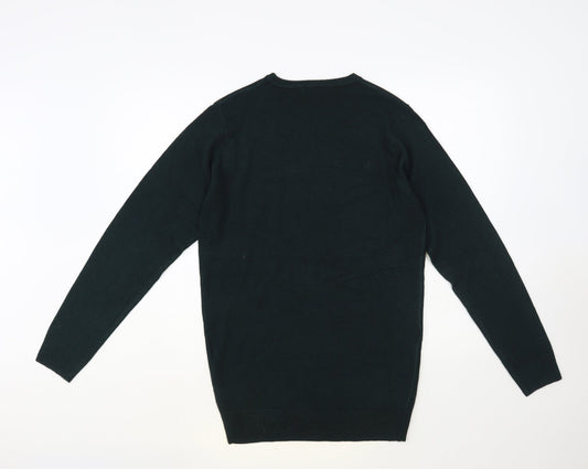 PEP & Co Mens Green Crew Neck Acrylic Pullover Jumper Size S